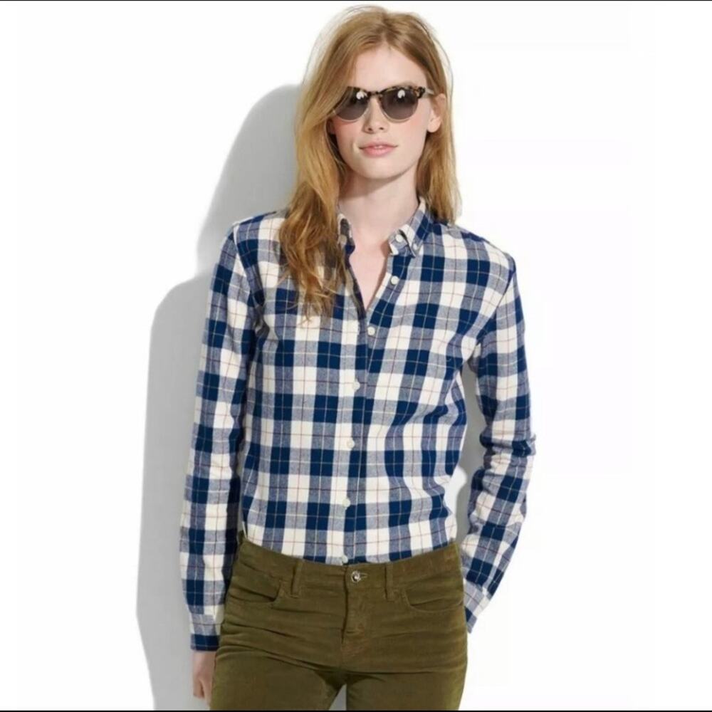 Madewell x Penfield Boyfriend Fit Women’s Blue Plaid Flannel Button Down Size S